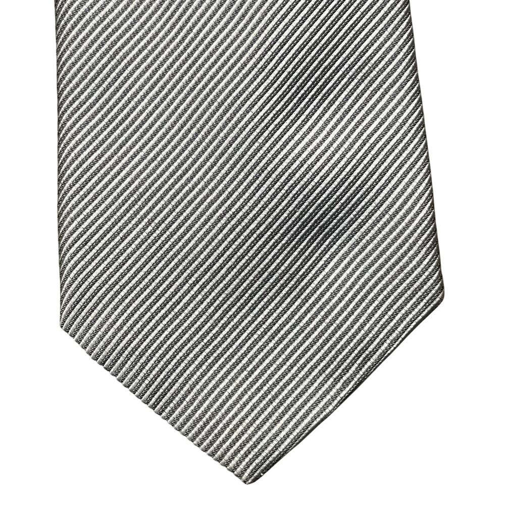 Robert Talbott Silver Gray Striped Tie Luxe Office Wedding Silk Sharp Style